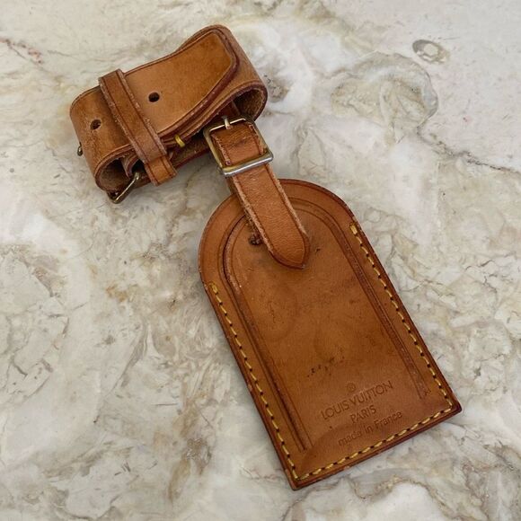 Vintage Louis Vuitton Vachetta Leather Luggage Tag & Poignet - Picture 3 of 10